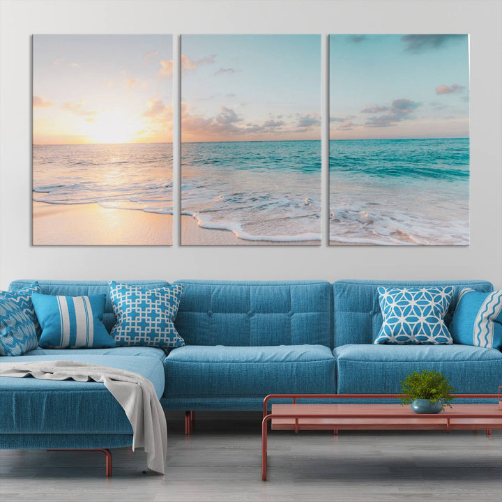 Arte de la pared de Sunset Beach Art Ocean Vibes Lienzo