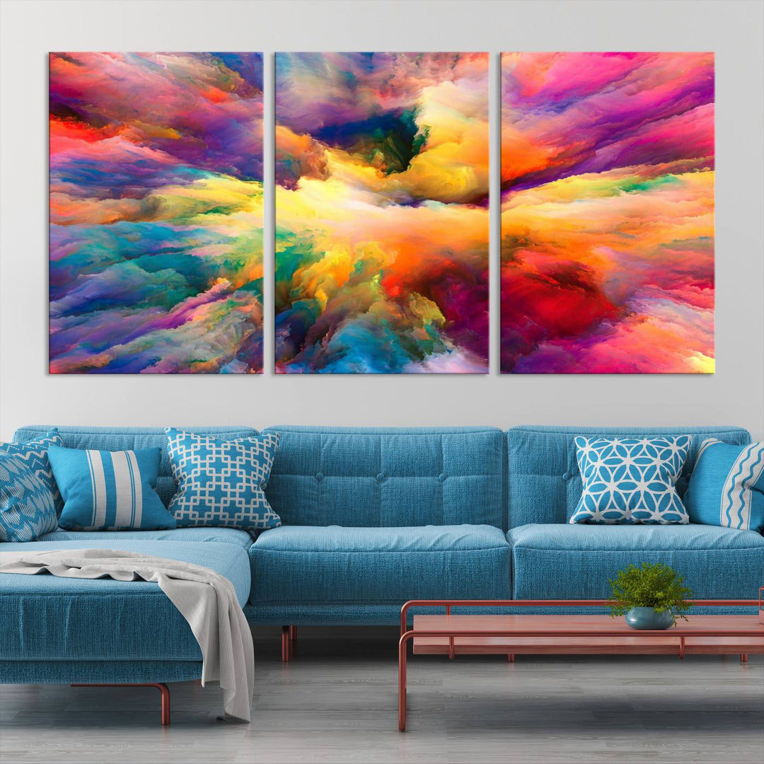 Art mural en forme de nuage de couleurs vibrantes flamboyantes Impression sur toile