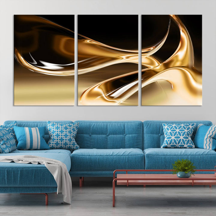 Liquid Glittered Luxury Gold Canvas Wall Art Print