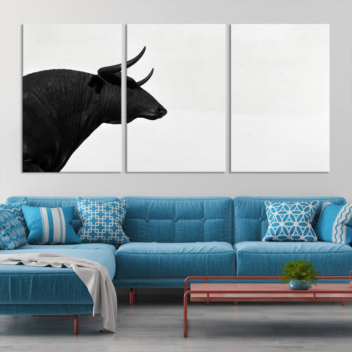 The Spanish Bull Wall Art Canvas Print is crafted on museum-quality canvases and is coated with UV-protective layers for lasting brilliance. It comes ready to hang, effortlessly enhancing your living space.