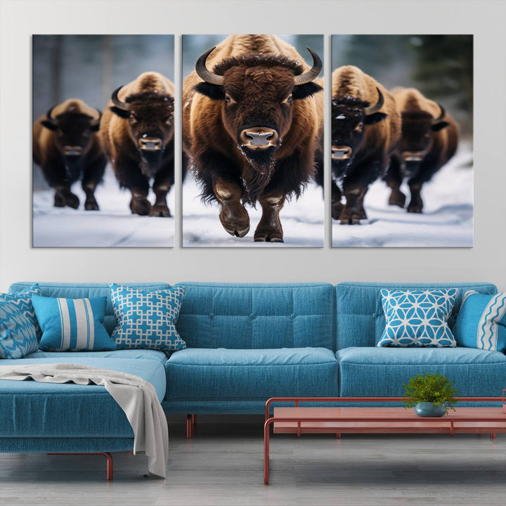 Buffalo Wall Art Canvas Print, American Bison Herd Wall Art Canvas Print