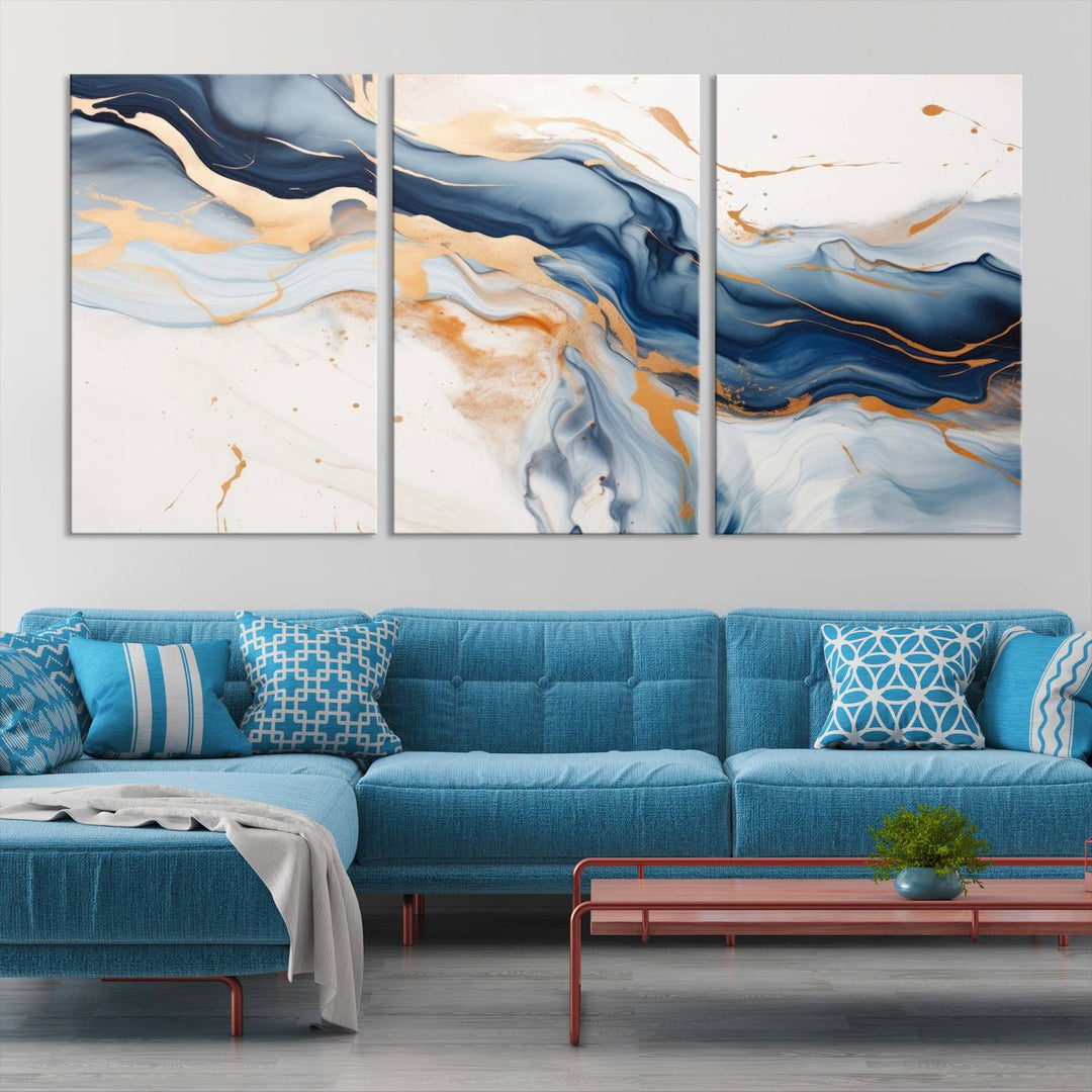 Color Waves Abstract Wall Art Canvas Print