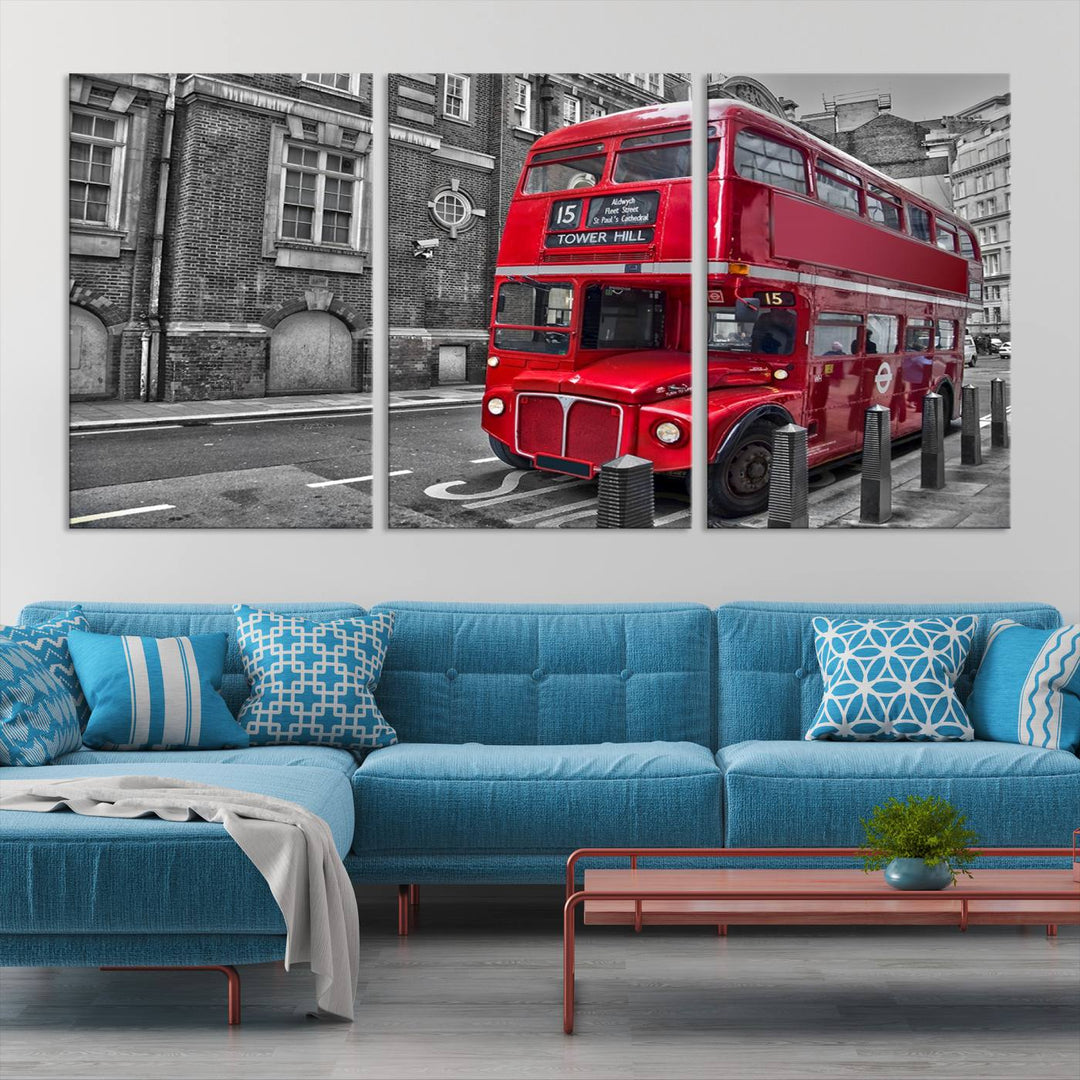 London Red Bus Wall Art, Red Telephone Club, London Night Canvas Print