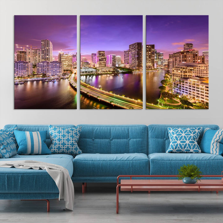 Miami City Wall Art Canvas Print 