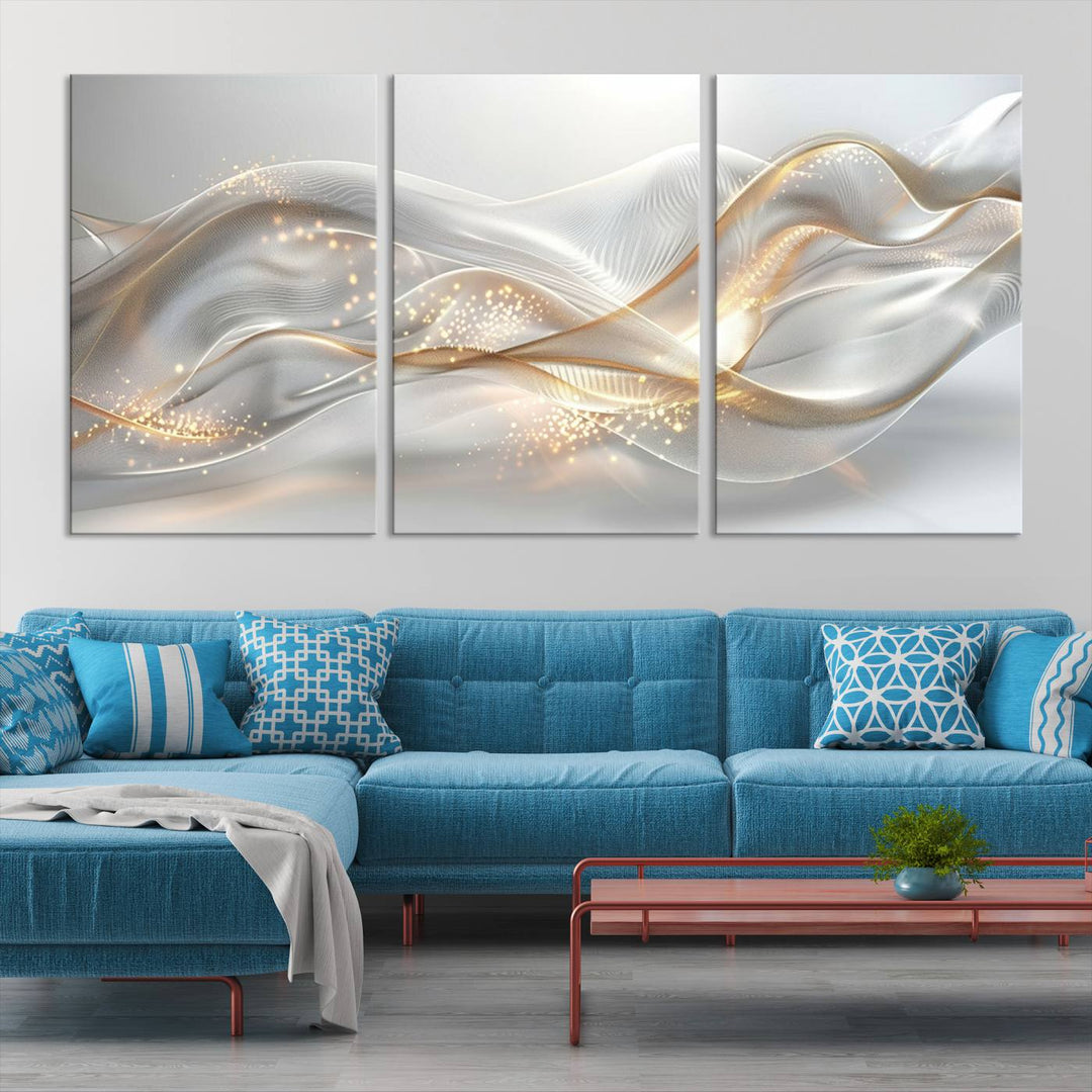 Abstract art Grey and Gold Lines Wall Art