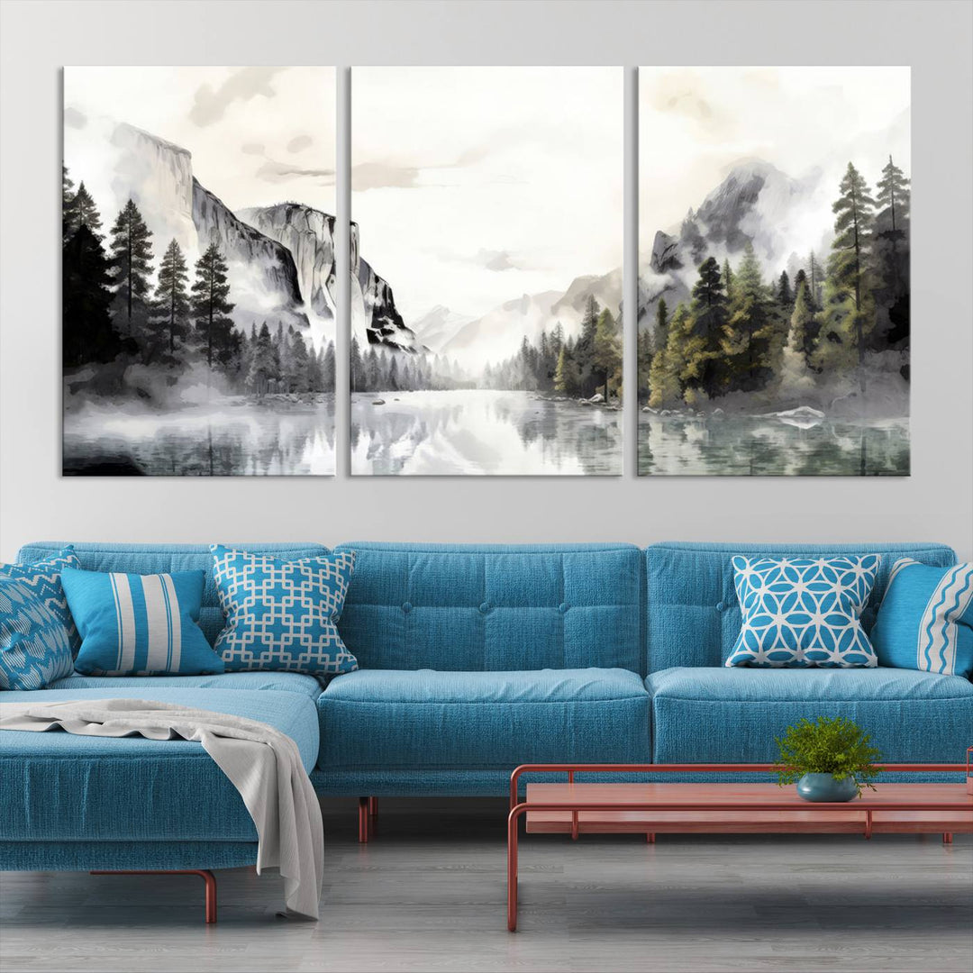 Yosemite National Park Watercolor Wall Art Canvas Print