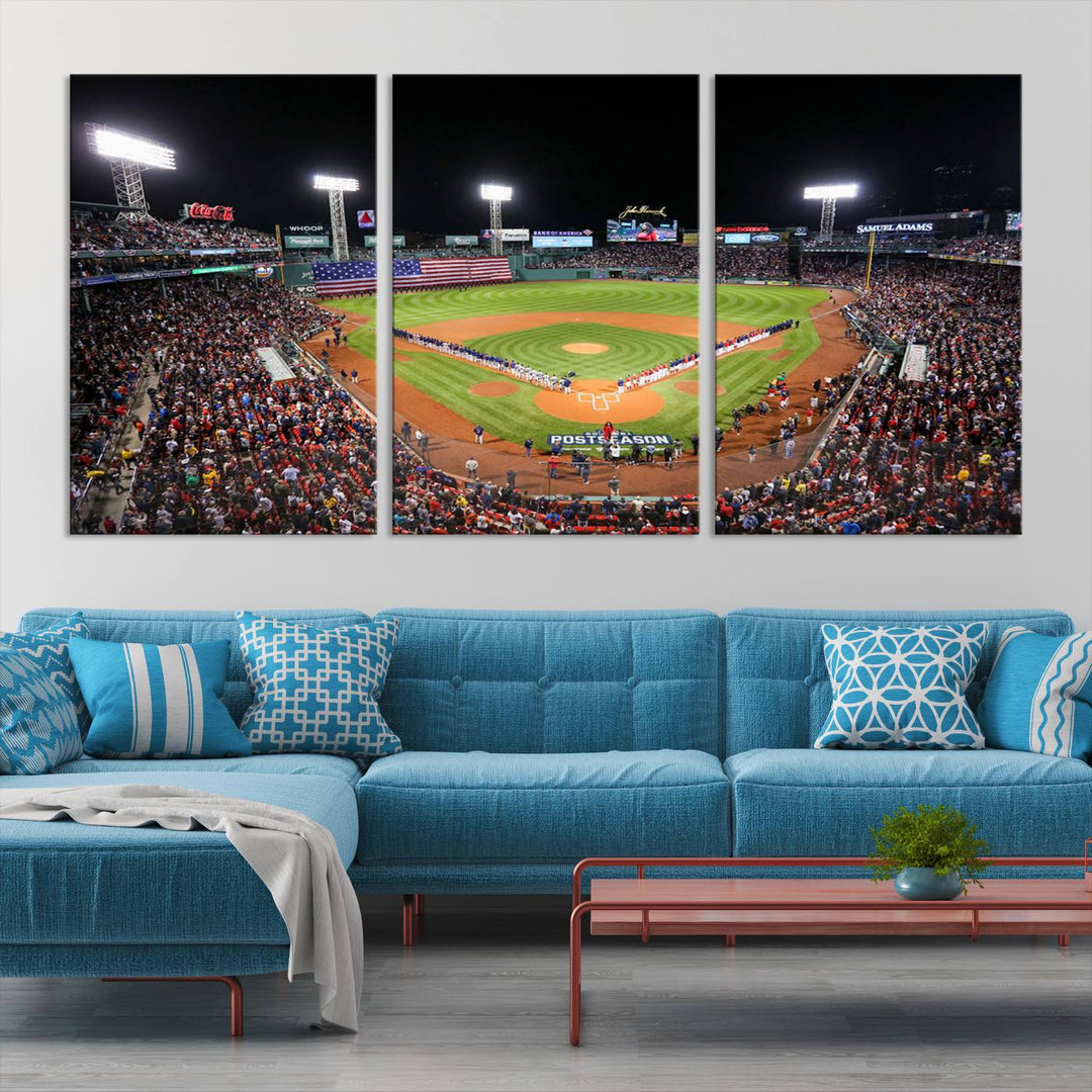 Fenway Park Postseason Triple Canvas Wall Art - Boston Red Sox Historic Game