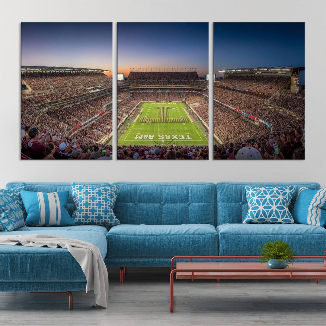 Texas A&M University Aggies Football Team Print - College Station Kyle Field Stadium Wall Art Canvas Print