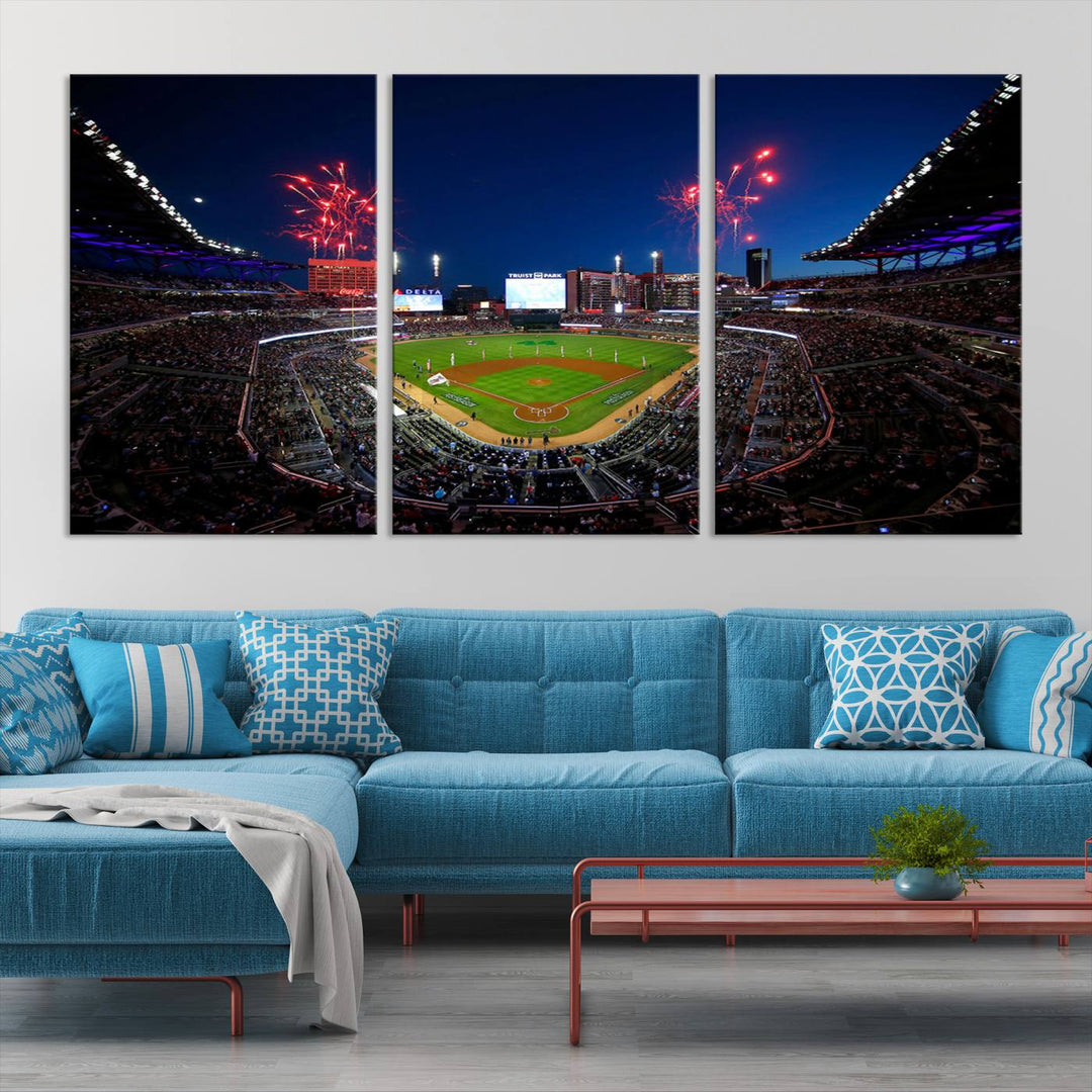 Atlanta Braves Baseball Team Print - Truist Park Stadium Wall Art Canvas Print