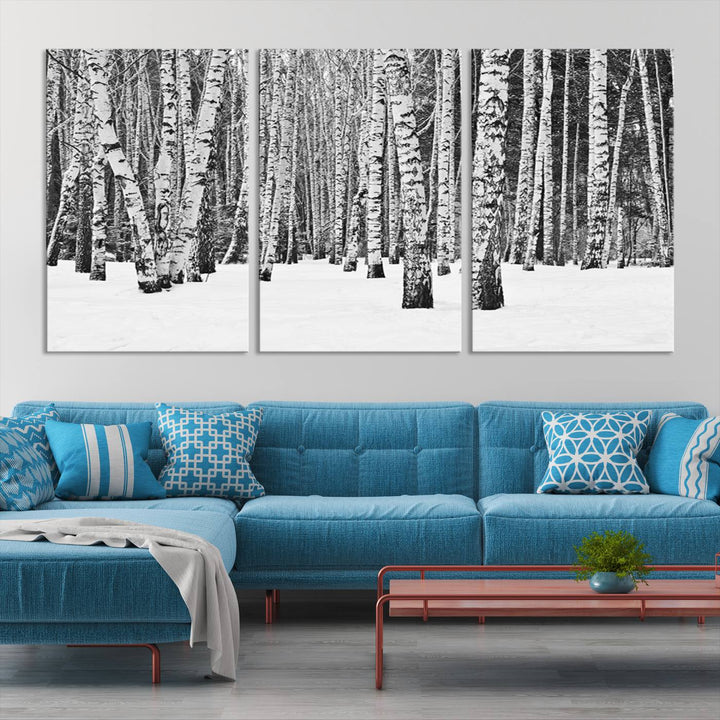 Wall Art Landscape Canvas Print Forest in Winter with Snowy Ground and Trees