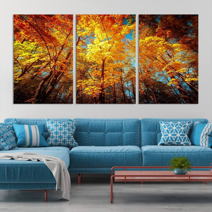 Forest View at Fall Wall Art Autumn Colors Landscape Canvas Print