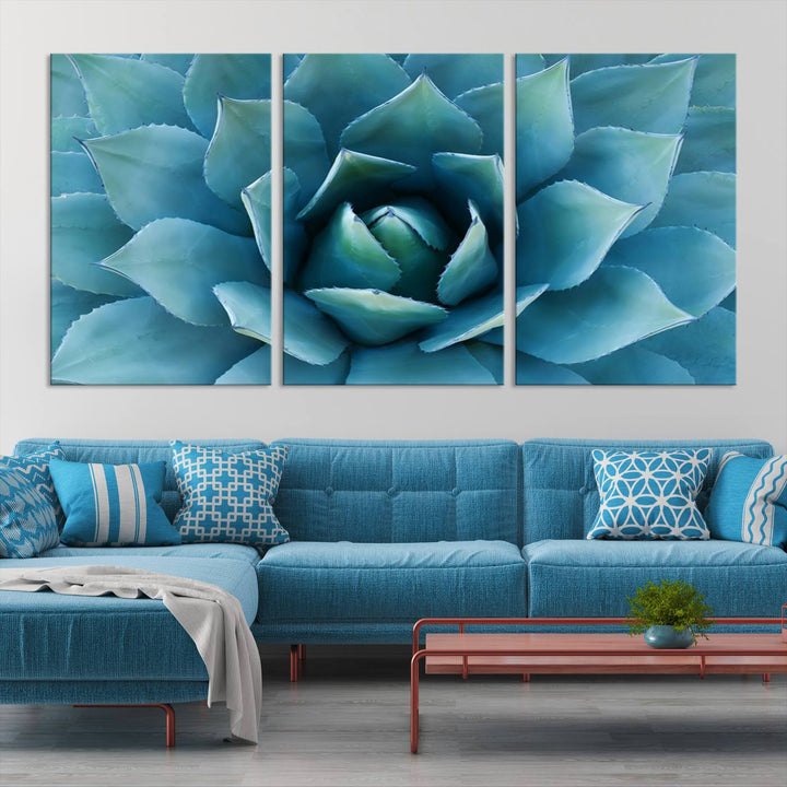 Large Succulent Wall Art Canvas | Vibrant Agave Plant Canvas Print for Living Room and Office Decor