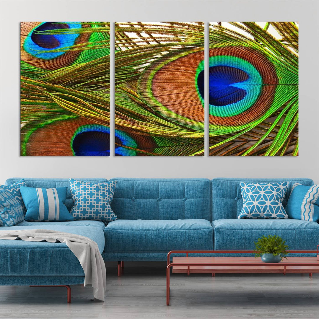 Wall Art Animal Canvas Print Triple Eyed Peacock Wing