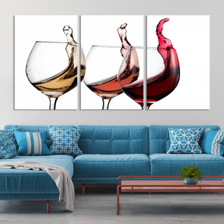 49896 - Lienzo decorativo para pared grande con vino abstracto en copas