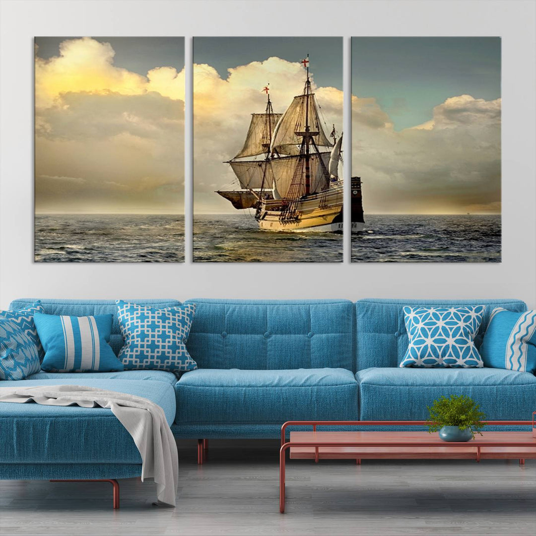 Wall Art English War Ship Canvas Print