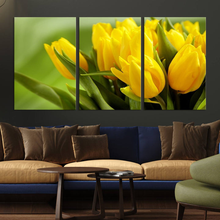 Art mural tulipes jaunes Impression sur toile