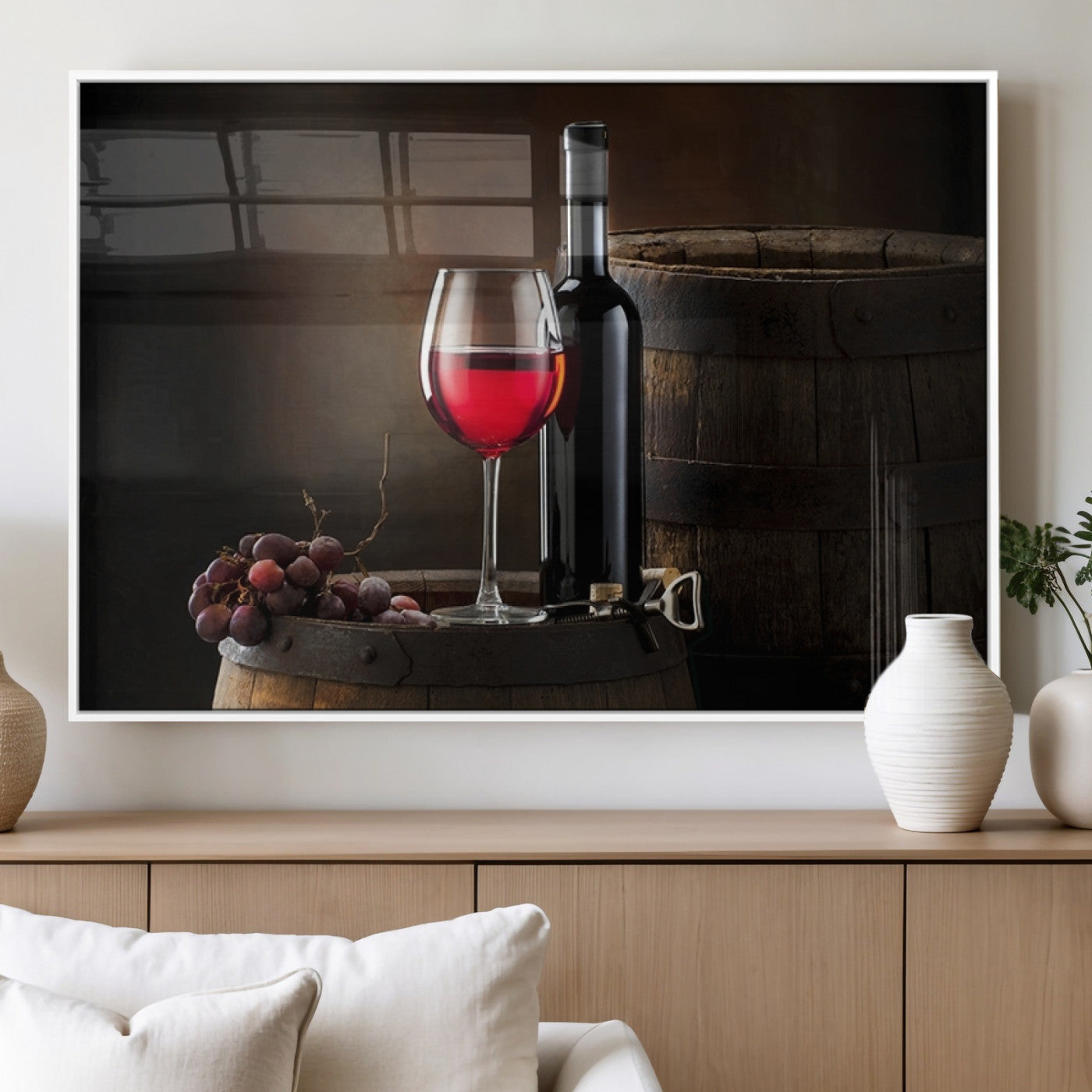 MGV-FP-60X30-3P - Red Wine and Bottle Canvas Print