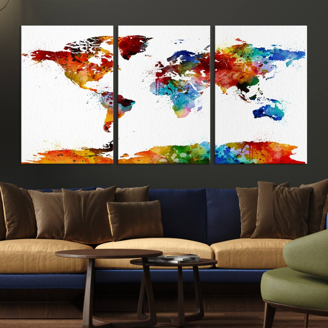 Watercolor World Map Canvas Print