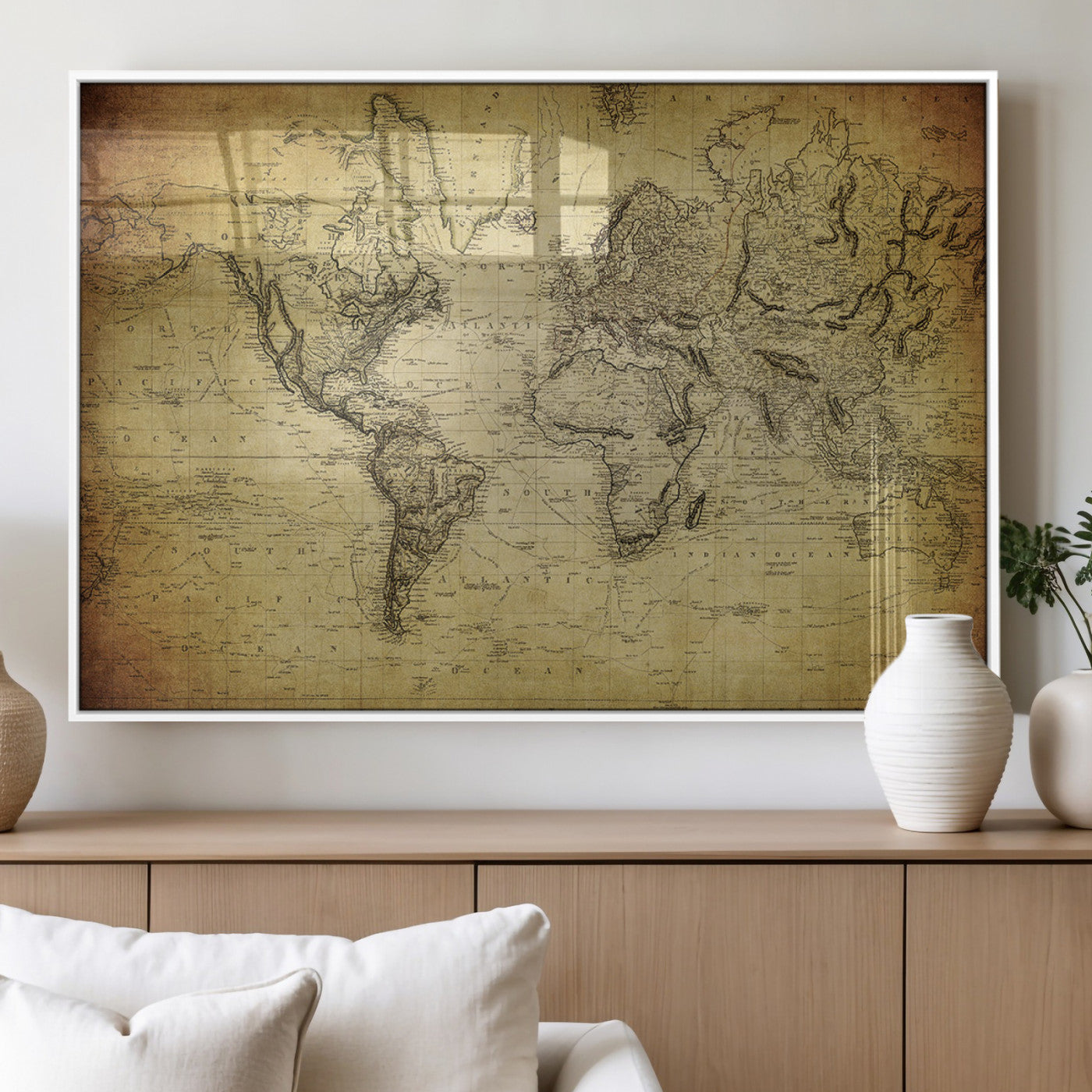 MGV-FP-60X30-3P - Push Pin World Map Canvas Print – Framed Wall Art for Couples to Track Their Travels – Anniversary