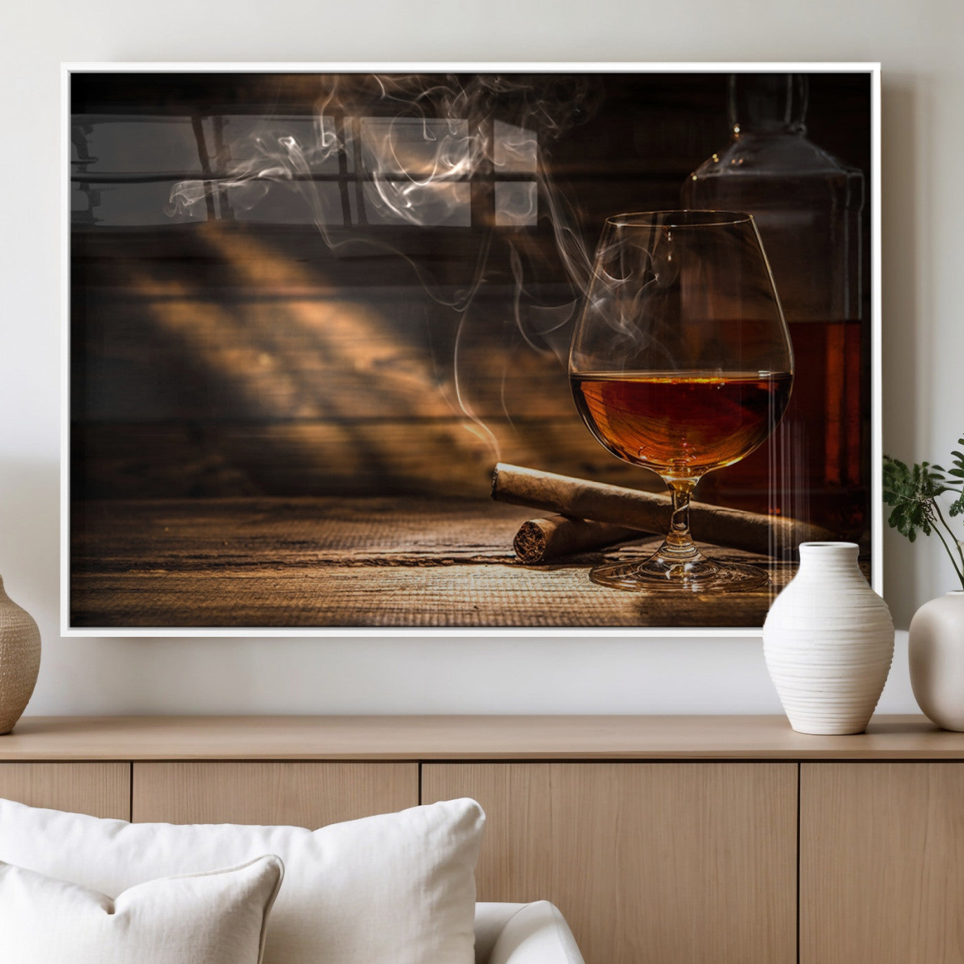 MGV-FP-60X30-3P - Whiskey and Cigar Wall Art Canvas Print