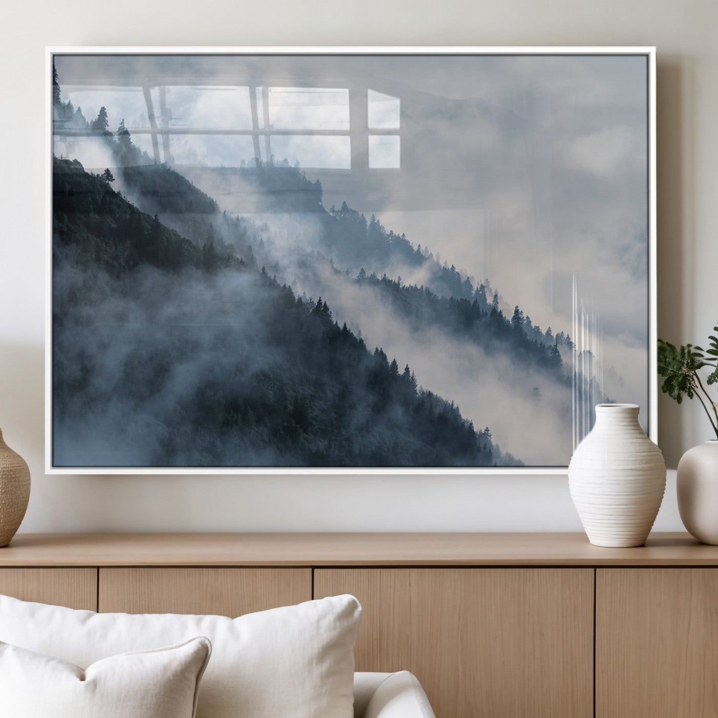 MGV-FP-60X30-3P - Foggy Forest Wall Art Canvas Print – Misty Mountain Landscape Decor – Ready to Hang Nature-Inspired