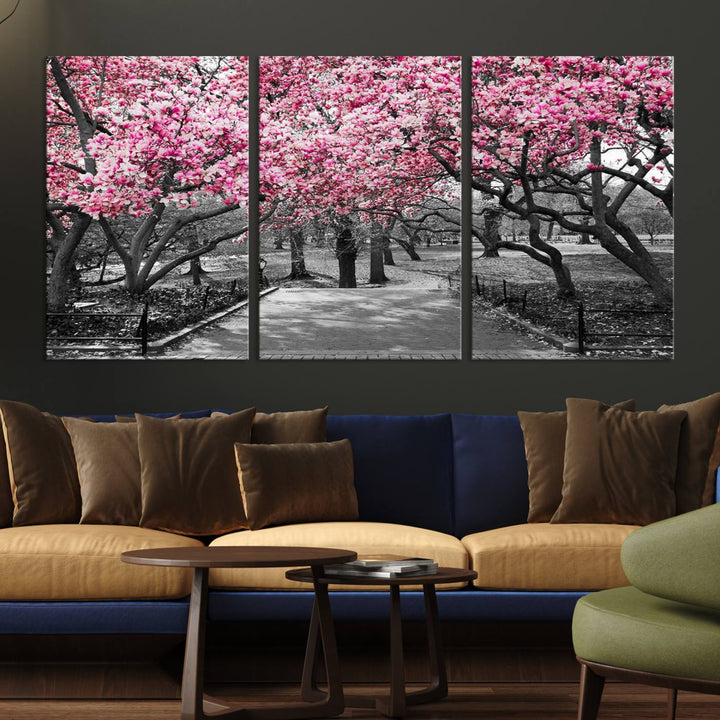 Art mural d’arbres roses Impression sur toile