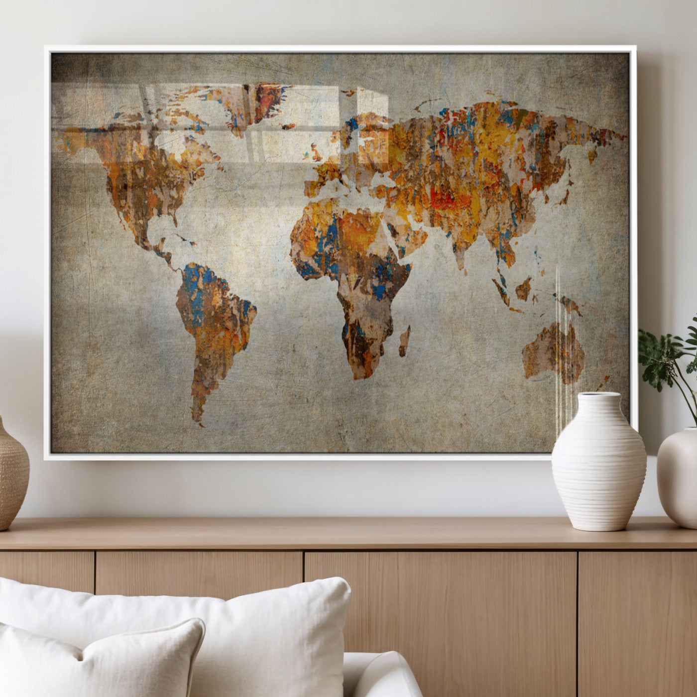 MGV-FP-36X24-3P - Push Pin World Map Canvas Print – Framed Wall Art for Couples to Track Their Travels – Anniversary