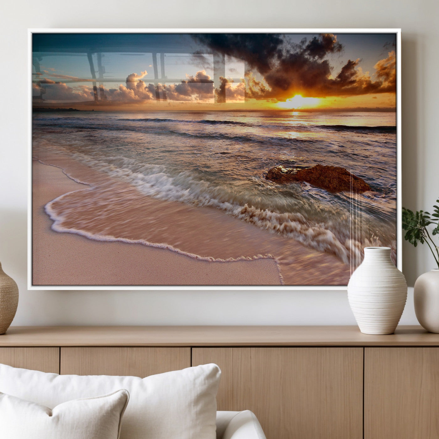 MGV-FP-60X30-3P - Sunset on Ocean Wall Art Canvas Print