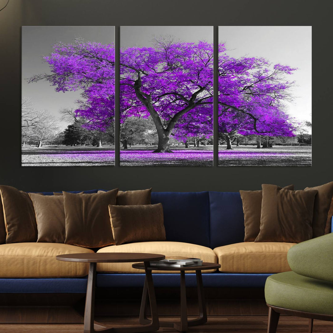 Art mural grand arbre violet Impression sur toile