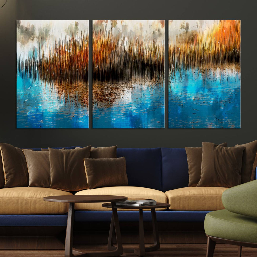 Restful Landscape Art Abstract Lake Canvas Print Wall Art