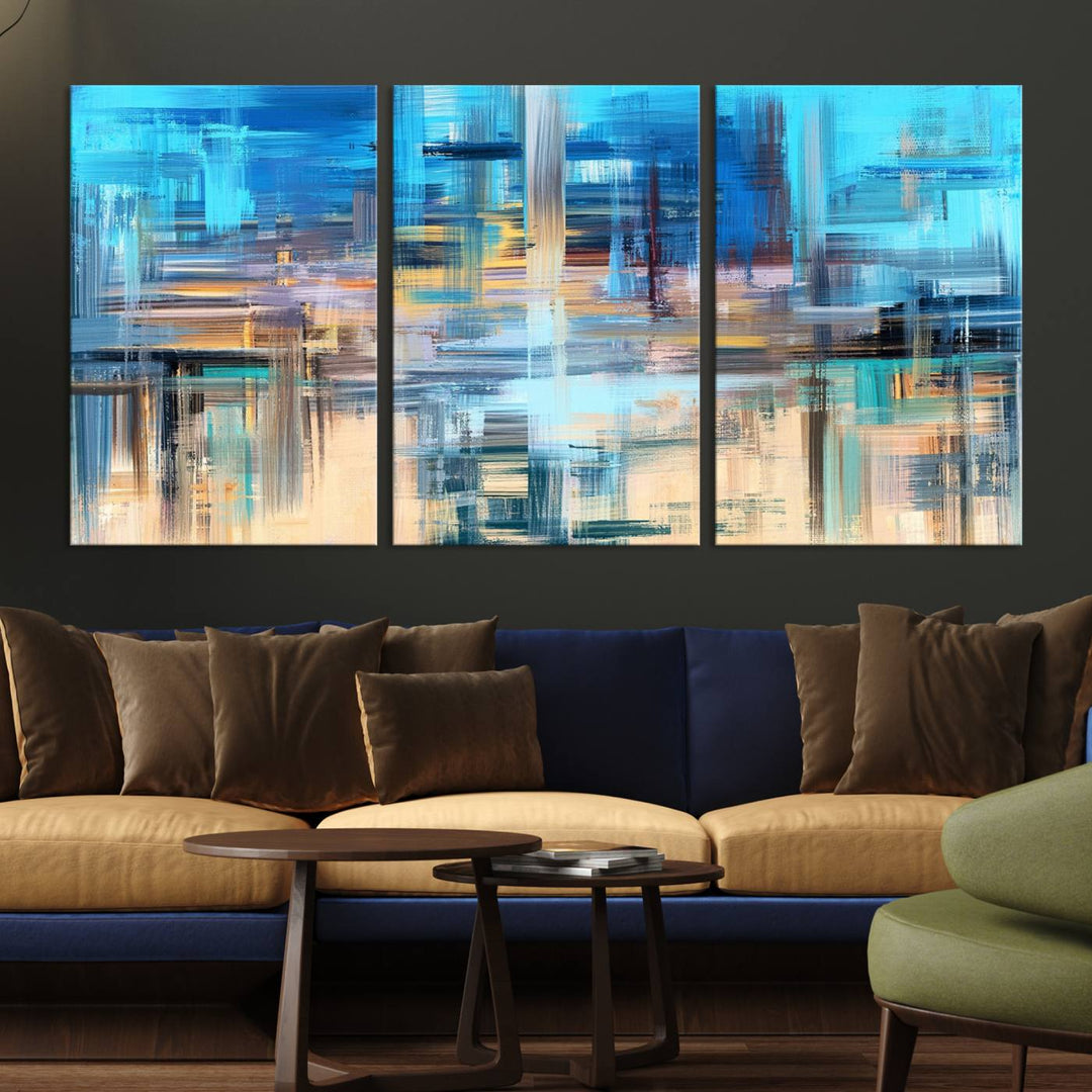 Contemporary Work of Art Blue Abstract Canvas Painting Wall Art Canvas Print