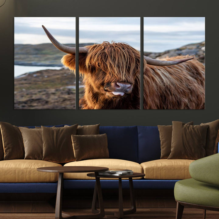 Cuddly Highland Cow Canvas Photo Wall Art Print Highlands Art Cute Animal Wall Art