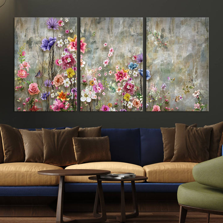 Cozy Flowers Painting on Canvas Wall Art Floral Canvas Print