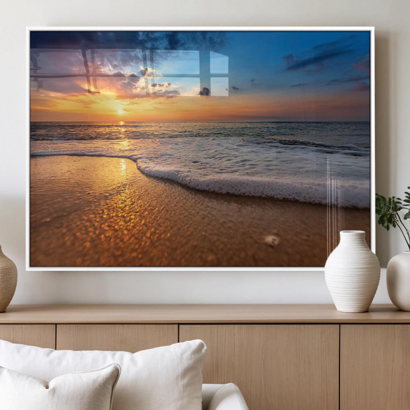 MGV-FP-60X30-3P - Sunset and Beach at Night Wall Art Canvas Print