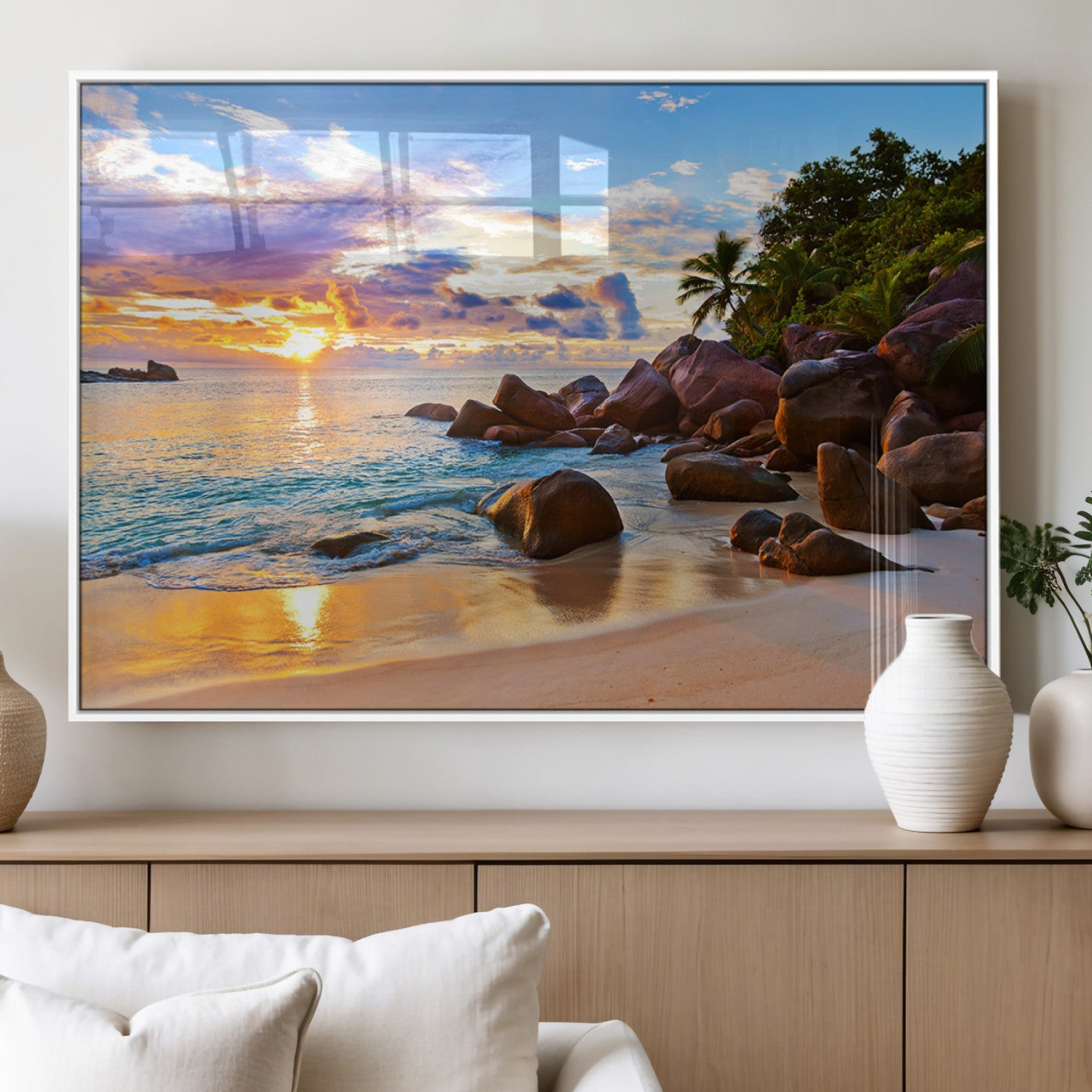 MGV-FP-60X30-3P - Tropical Island Beach Sunset Canvas Print
