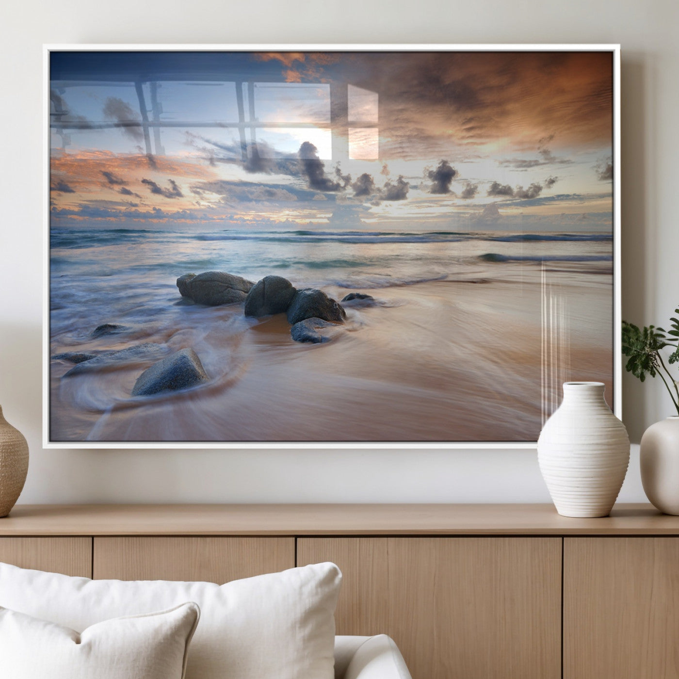 MGV-FP-36X24-3P - Serene Weather On The Beach Wall Art Canvas Print