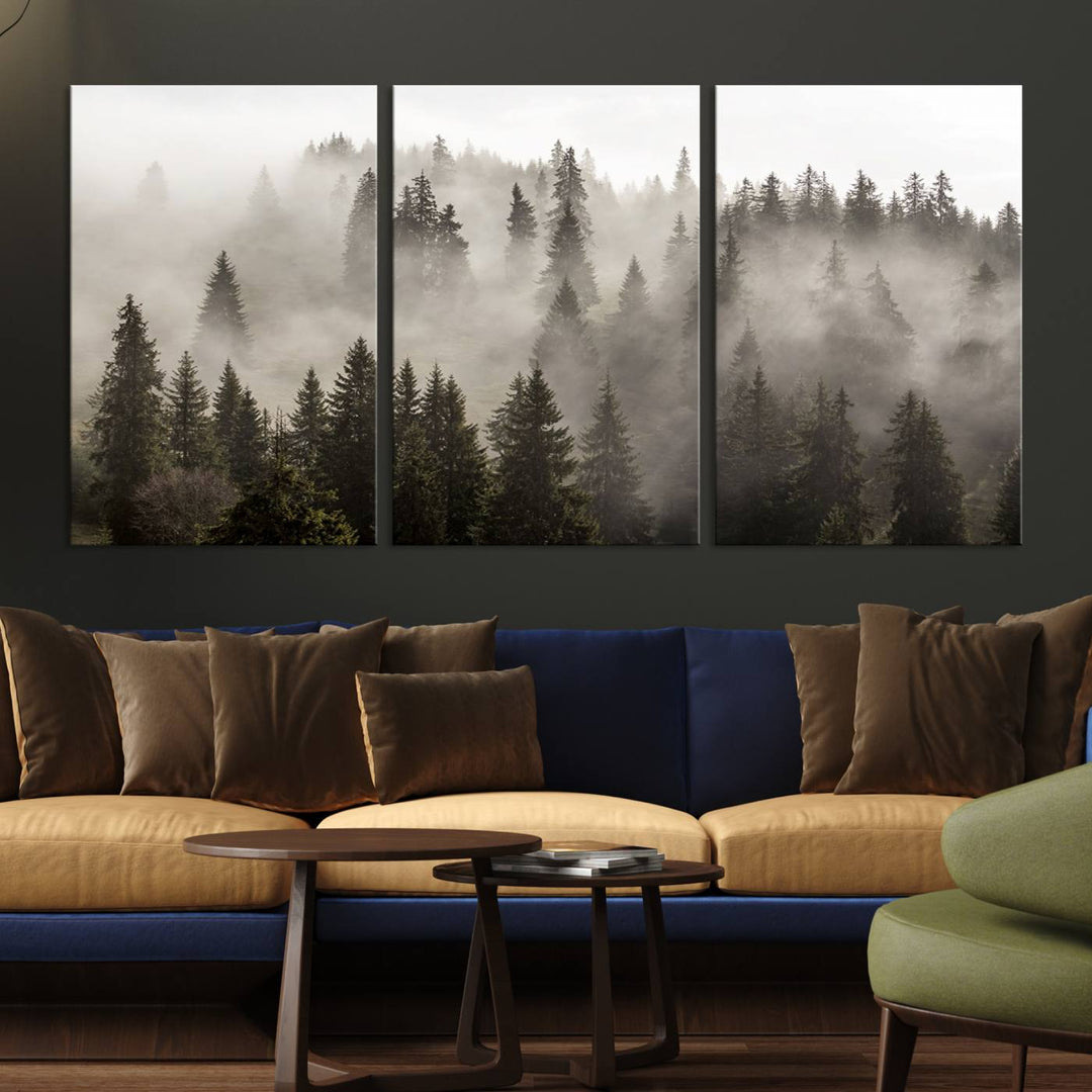 Foggy Forest Wall Art Canvas Print