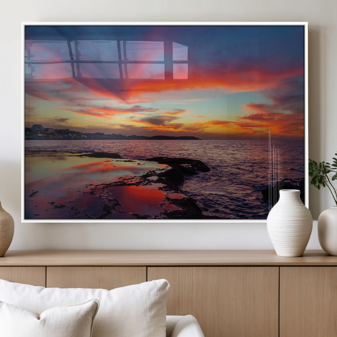 MGV-FP-36X24-3P - Glorious Sunset on The Beach Wall Art Canvas Print