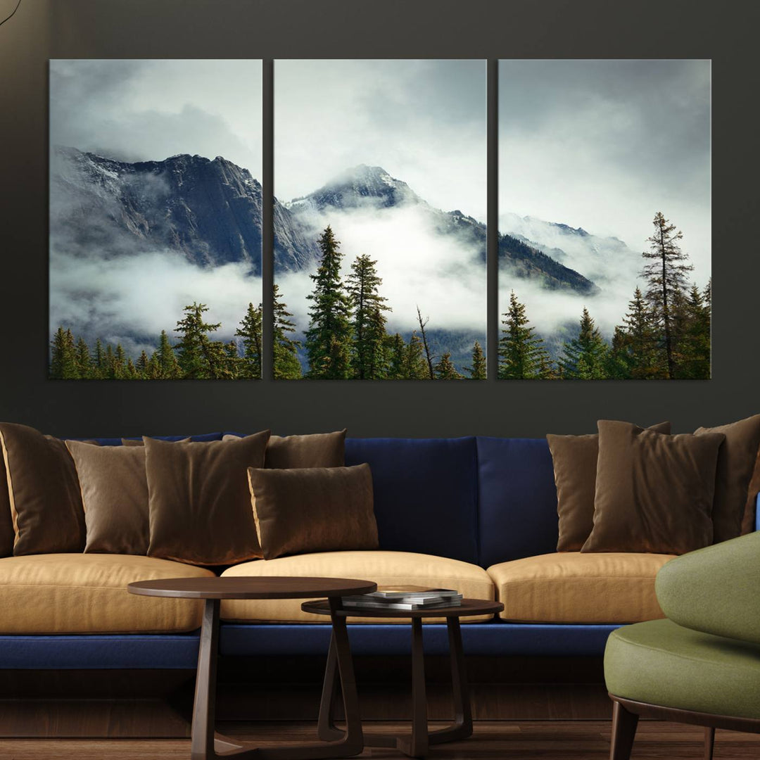 Misty Mountain Forest Wall Art Canvas Print