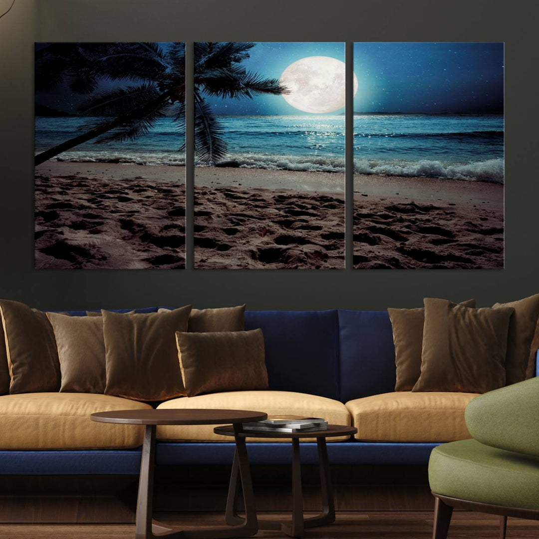 Moonglade Coastal Palm Tree Wall Art Canvas Print