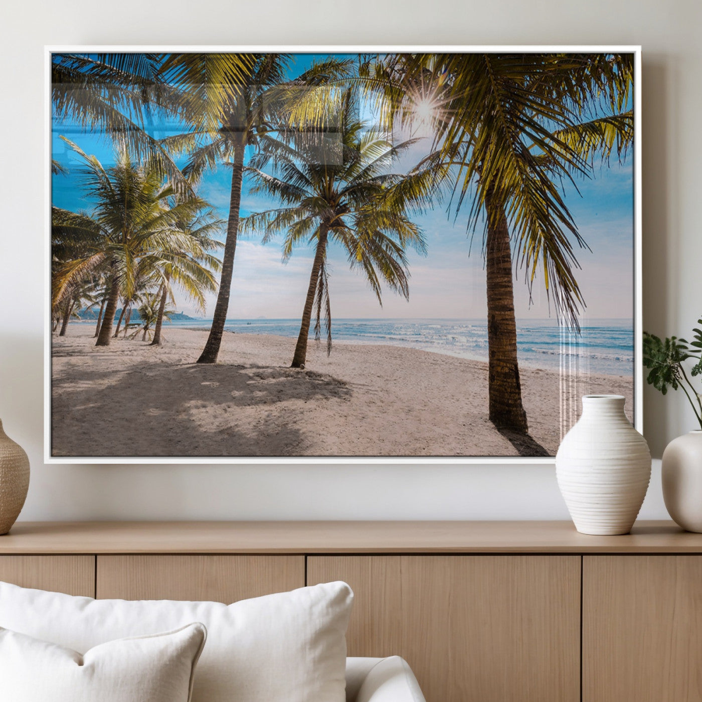 98175-MGV-FP-36X24-3P_White-Palm Beach Tropical Island Wall Art Canvas Print