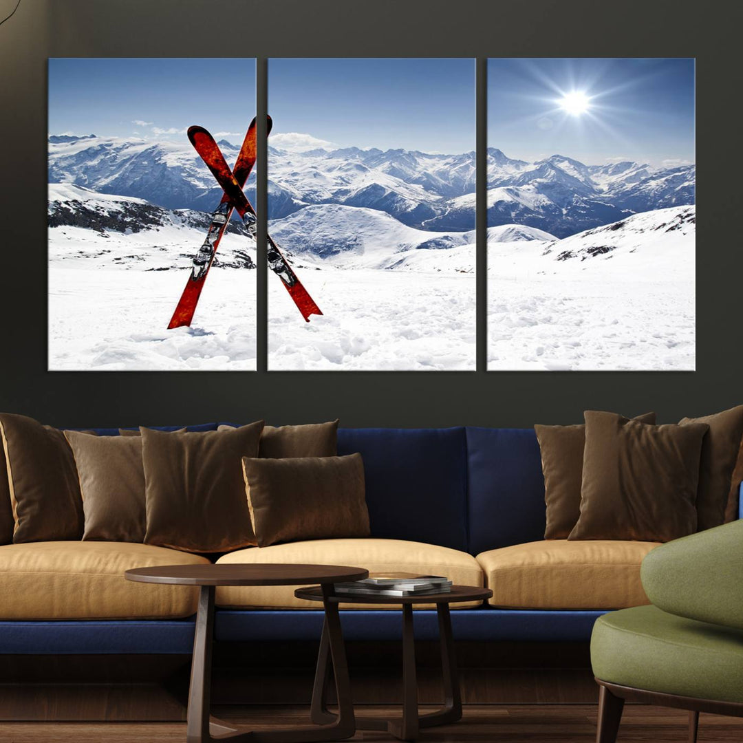 Snow Mountain Wall Art Canvas Print, Snowboard Sport Wall Art