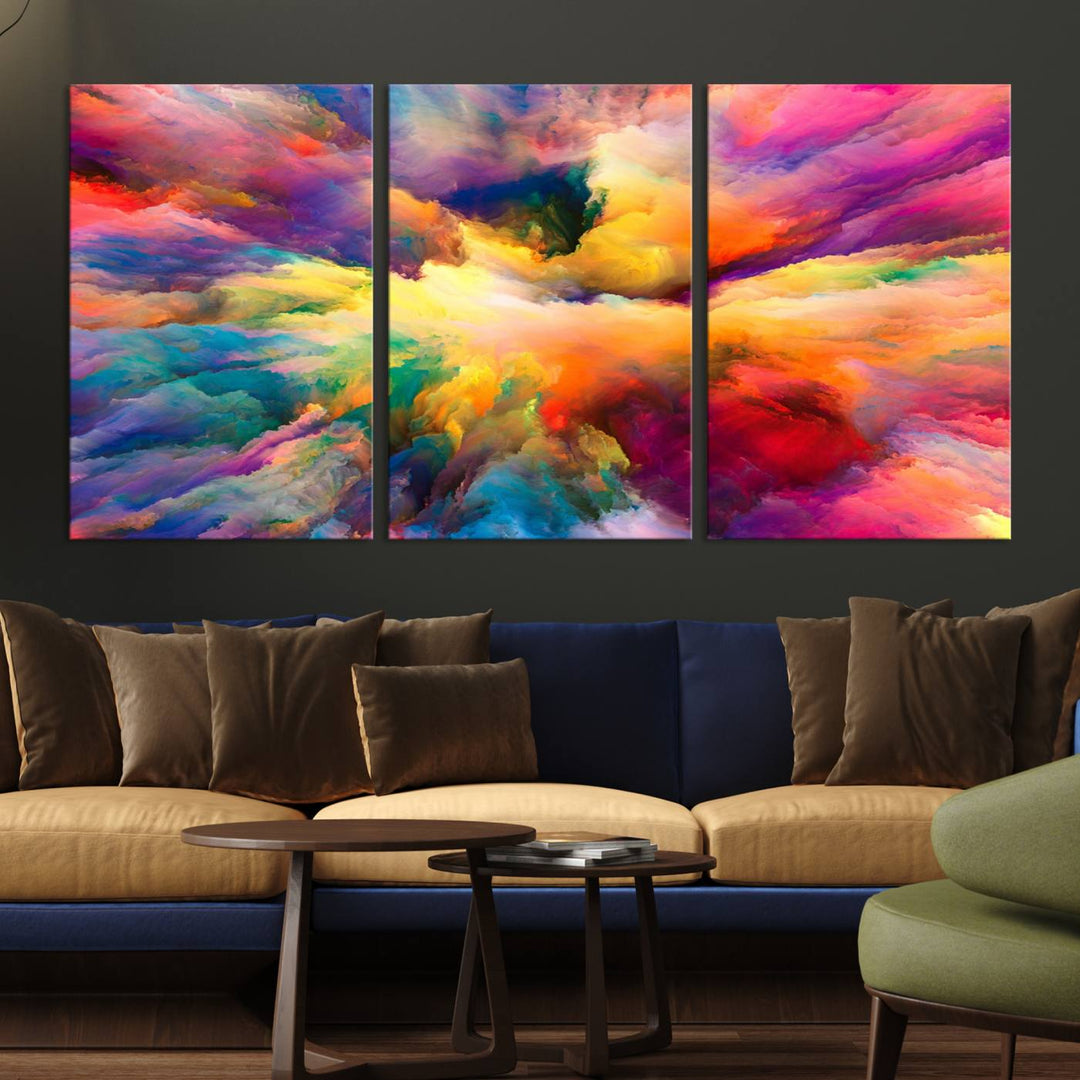 Arte de pared en forma de nube de colores vibrantes y ardientes Lienzo