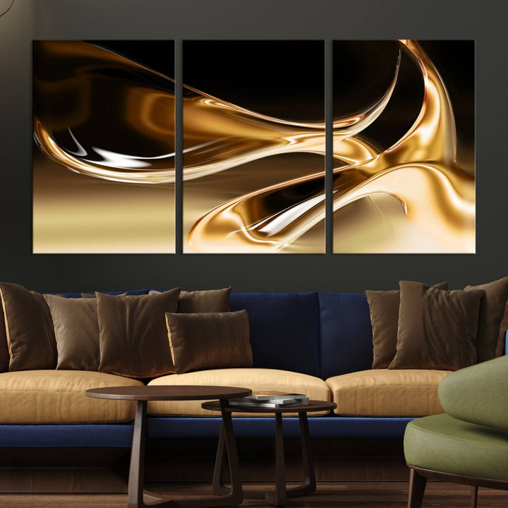 Liquid Glittered Luxury Gold Canvas Wall Art Print