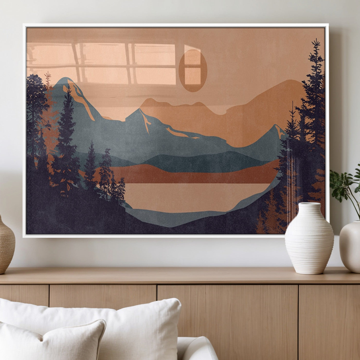 MGV-FP-60X30-3P - Modern Boho Sunset Canvas Print, Mountain Landscape Triptych – Giclée Canvas Art Print for Living