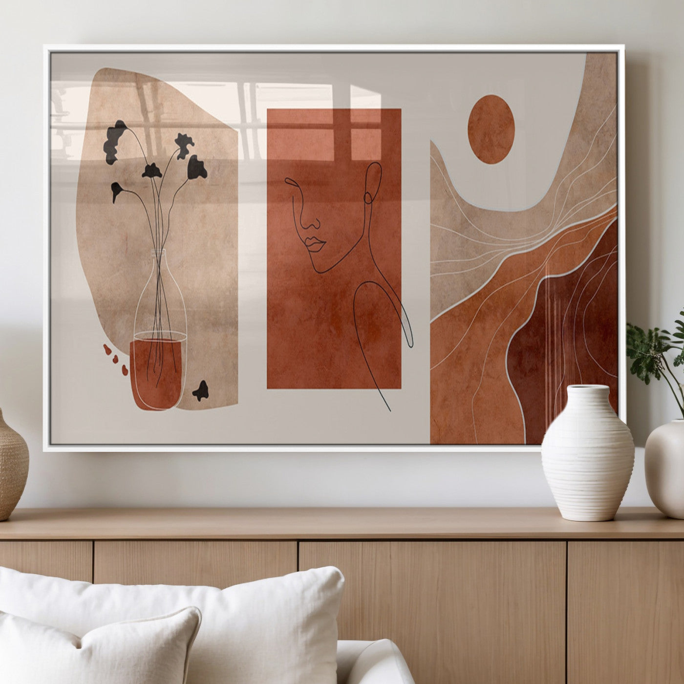 MGV-FP-60X30-3P - Boho Sunset Mountain Canvas Print, Modern Boho Sunset Mountain Landscape Triptych – Giclée Canvas