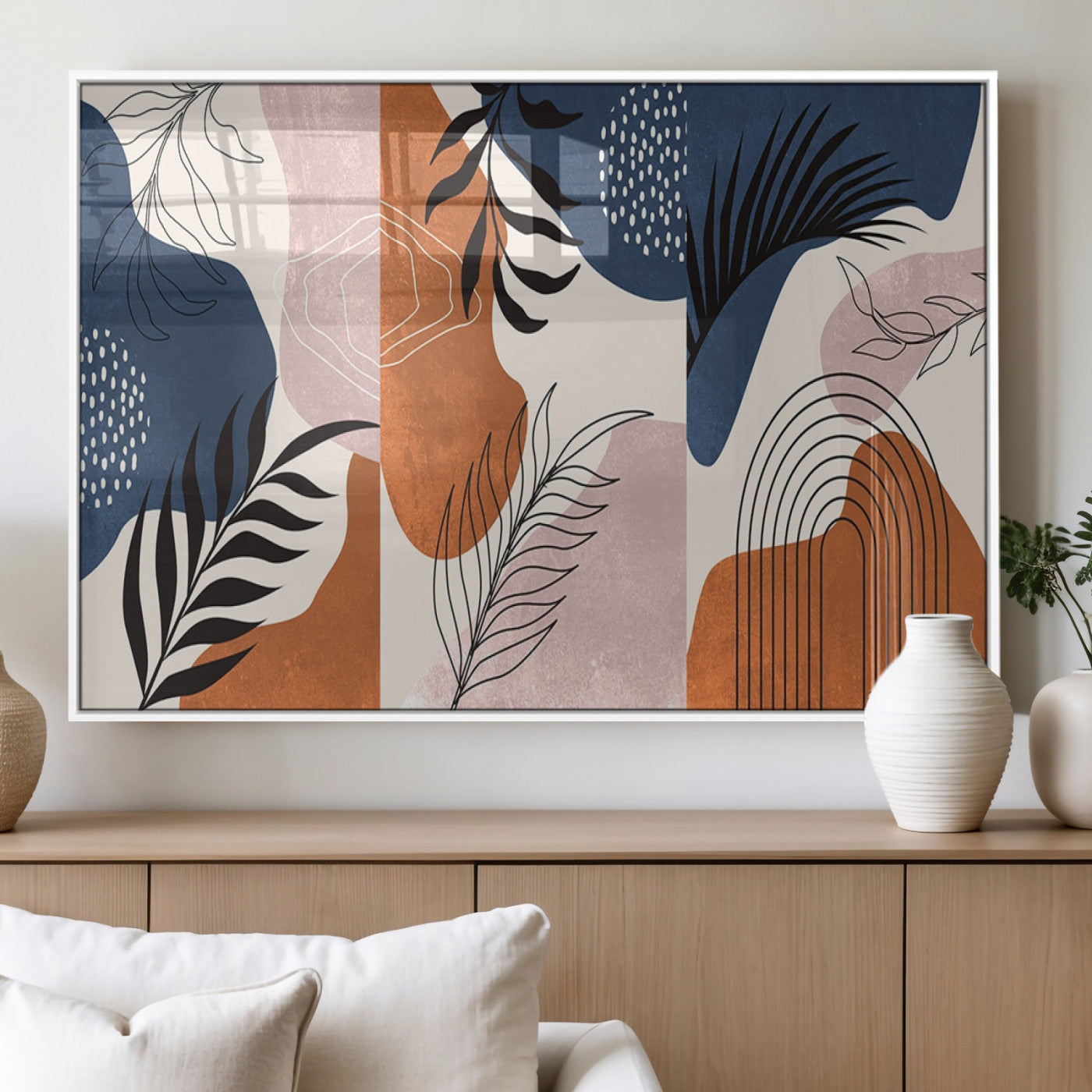 MGV-FP-60X30-3P - Boho Wall Art Canvas Print Set Mid-Century Prints Bohemian Wall Artwork Prints Boho Neutral,