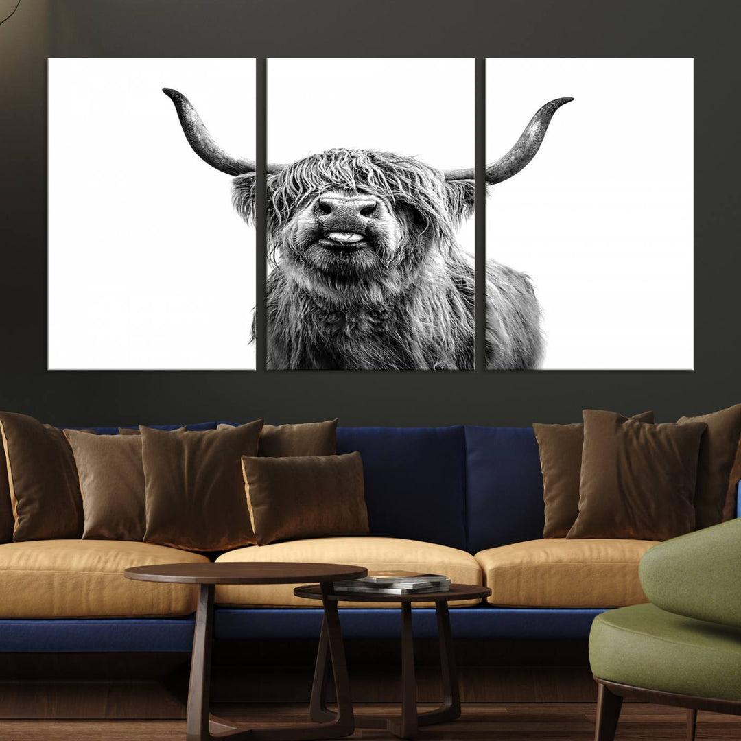 Fanny Scottish Highland Cow Cattle Art Print Farmhouse Wall Art Canvas Print