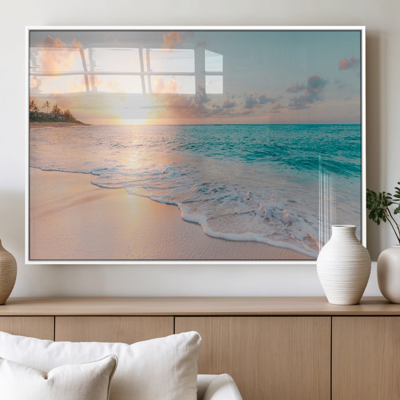 MGV-FP-60X30-3P - Beach Wall Art - Stunning Ocean Sunset Canvas Print with Coastal Design for Elegant and Relaxing