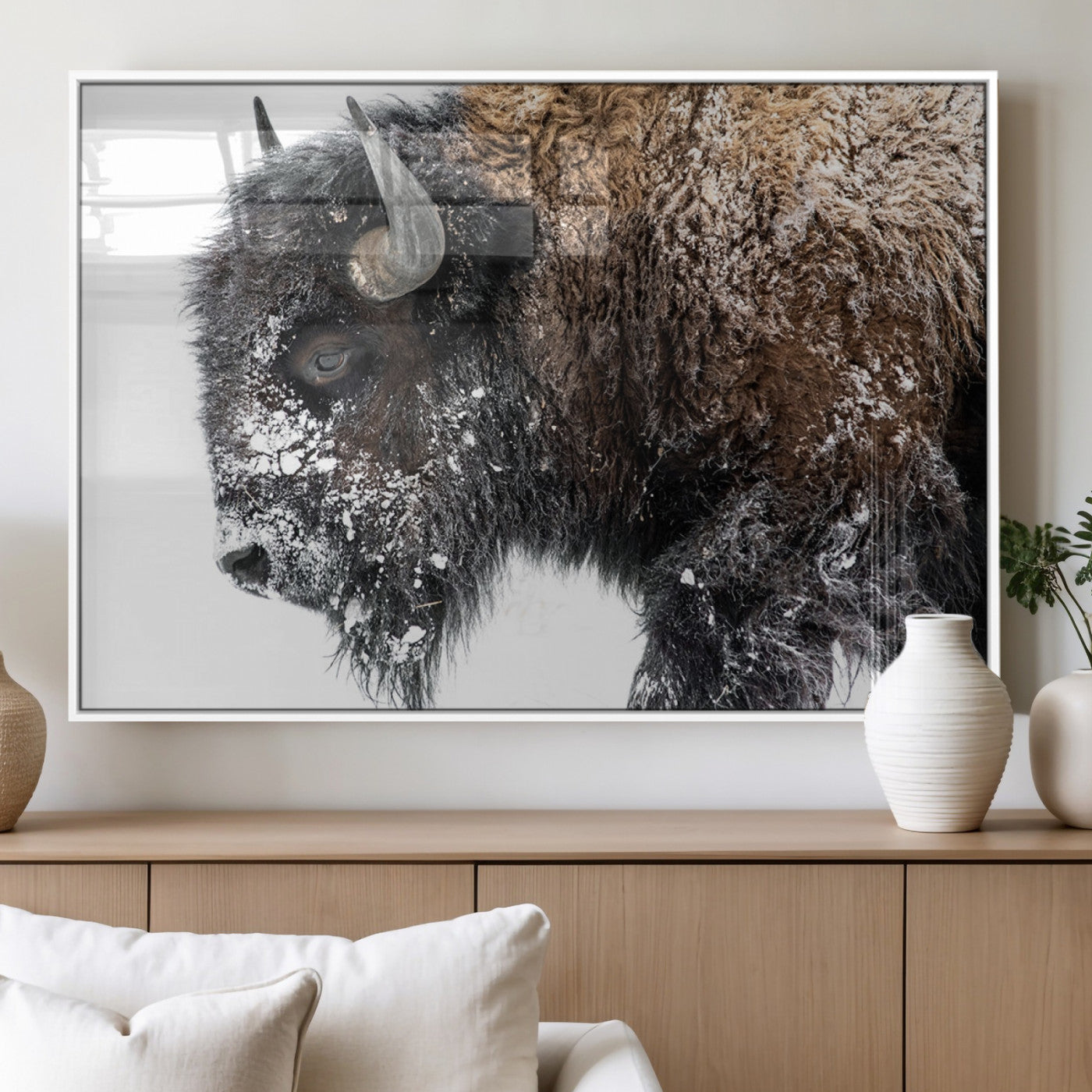 MGV-FP-36X24-3P - American Bison Wall Art Print | Buffalo Canvas Wall Art |  Framed and Ready to Hang Bison Print for